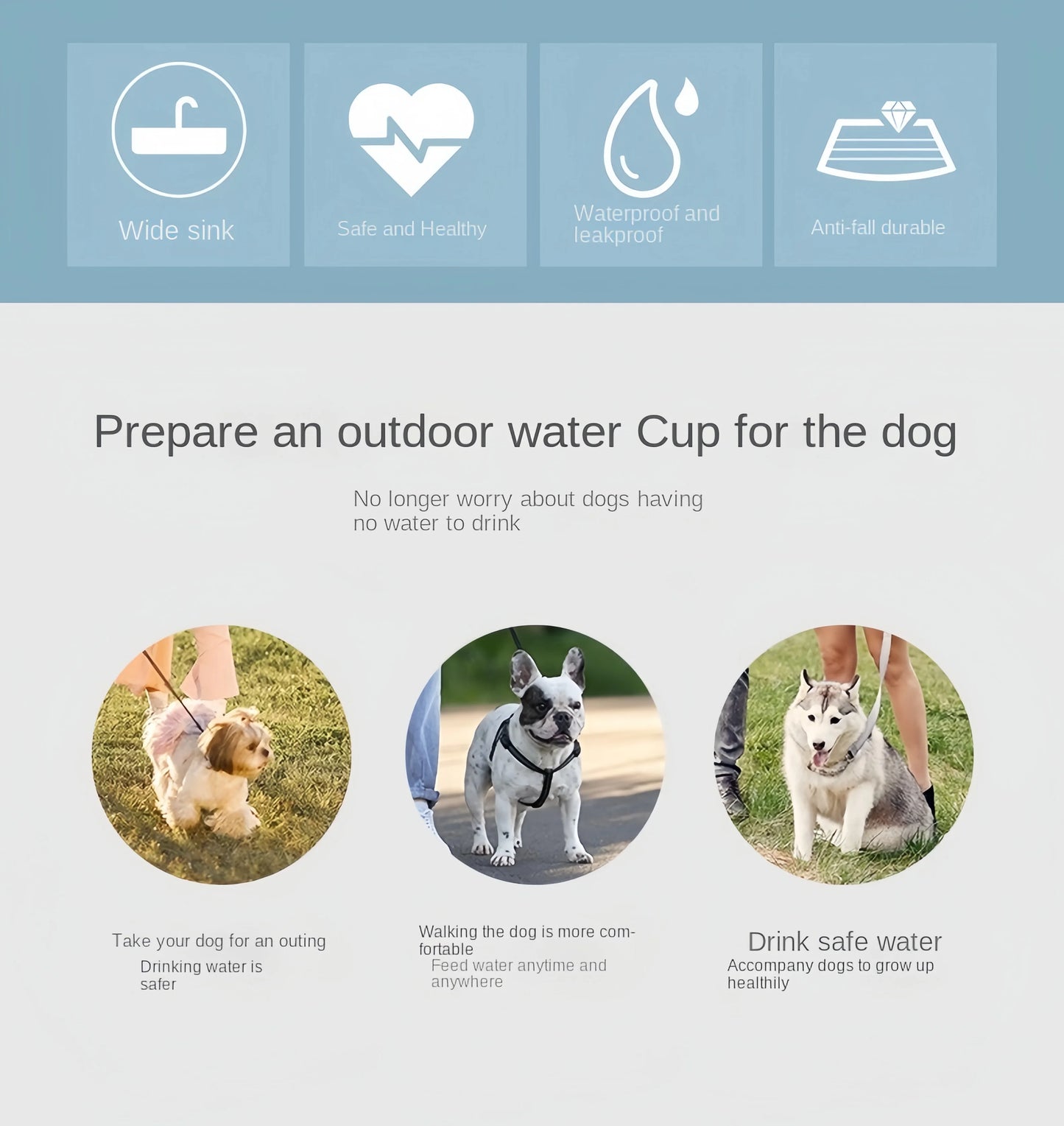 Gourde portable 2 en 1 pour chien et chat – eau & croquettes