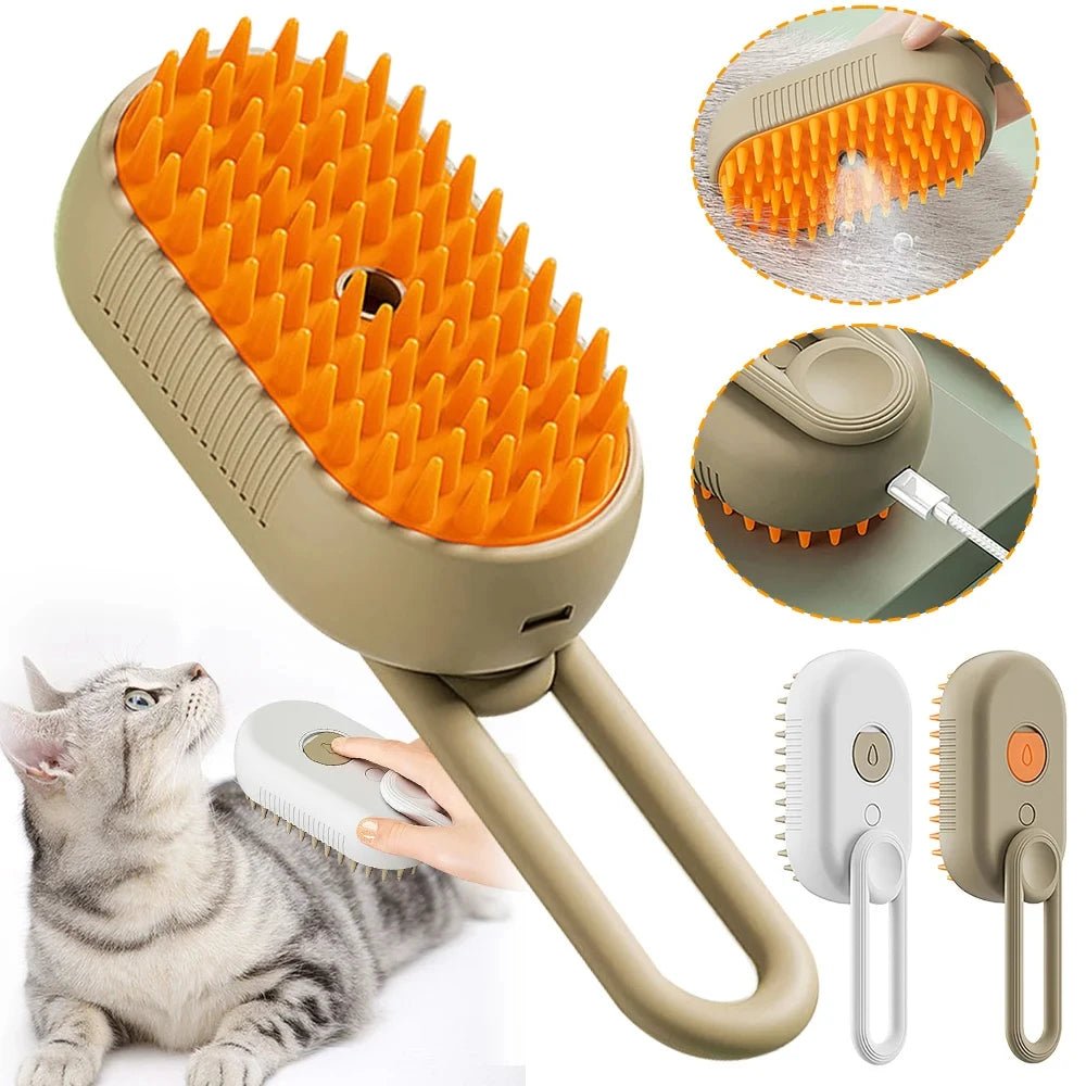 Brosse Vapeur 3-en-1 pour Chats et Chiens – Nettoyage, Massage & Soin du Poil