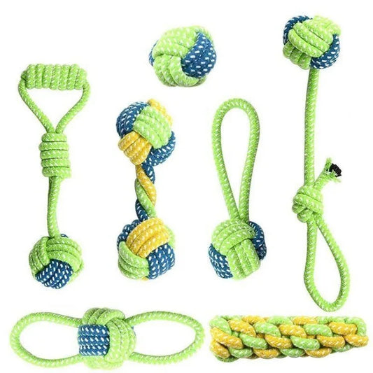 Jouets Interactifs pour Chiens – Balle & Corde en Coton Durable, Jouet à Mâcher et Soin Dentaire pour Chiots et Adultes