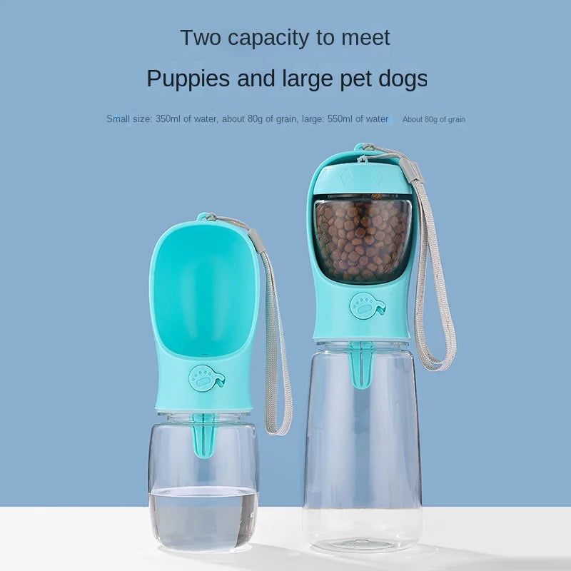 Gourde portable 2 en 1 pour chien et chat – eau & croquettes