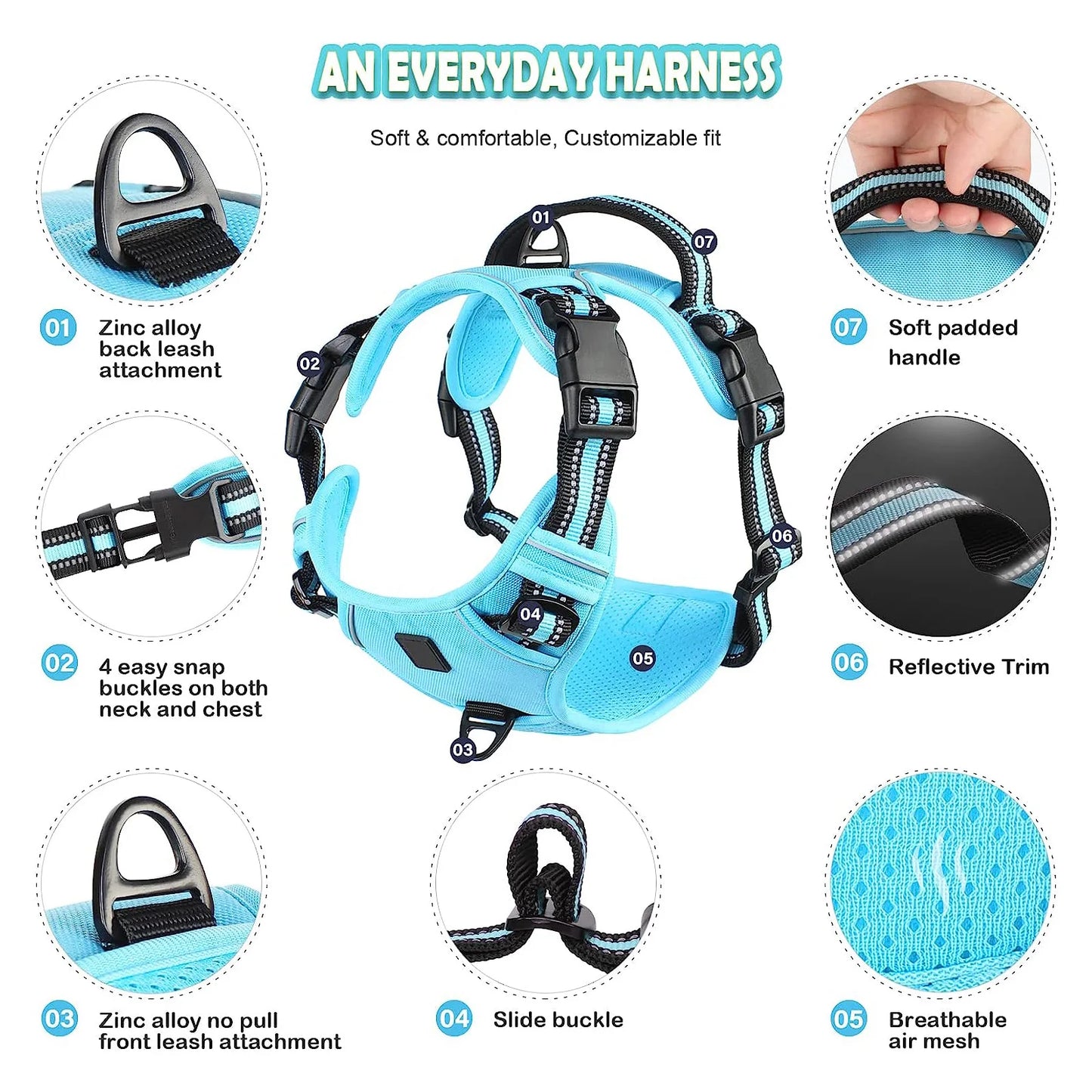 Harnais Anti-Traction pour Chien – Réglable, Confortable & Facile à Contrôler