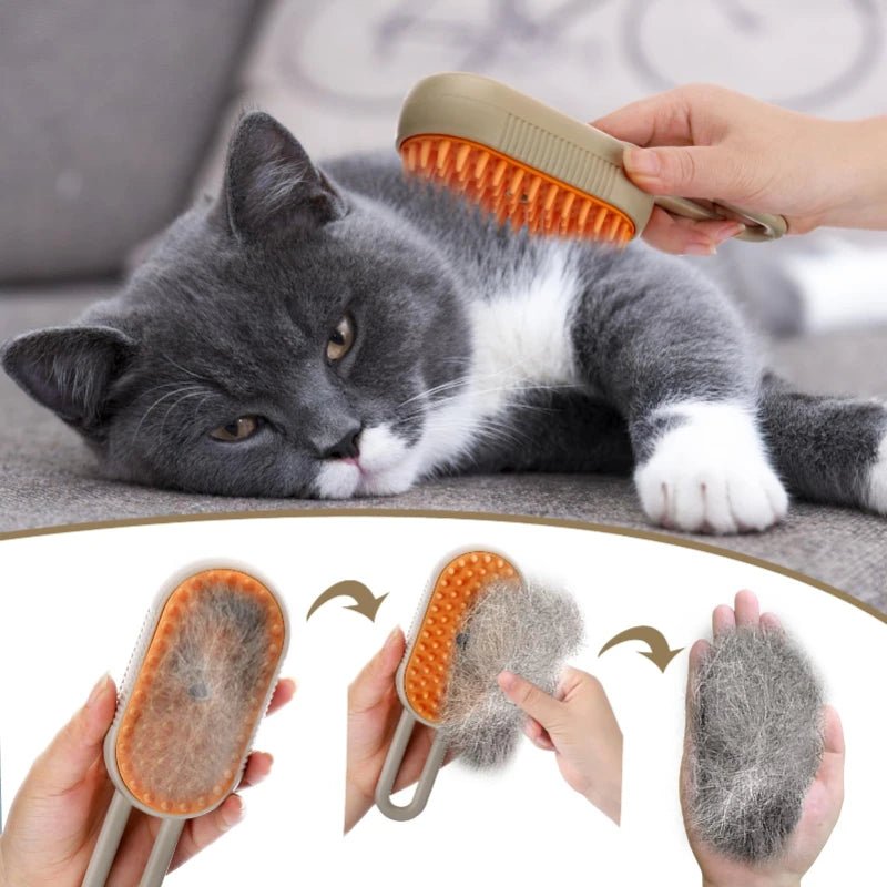 Brosse Vapeur 3-en-1 pour Chats et Chiens – Nettoyage, Massage & Soin du Poil