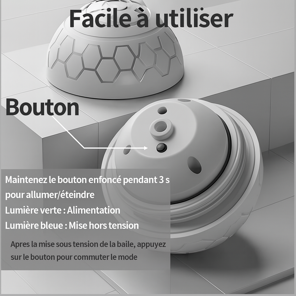 Balle Interactive Intelligente pour Chien et Chat – Rechargeable USB avec Lumières RGB