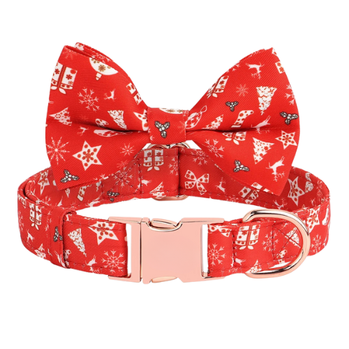 Collier de Noël Chic pour Chien – Motif Carreaux Rouges et Nœud Décoratif