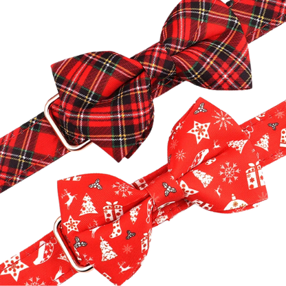Collier de Noël Chic pour Chien – Motif Carreaux Rouges et Nœud Décoratif