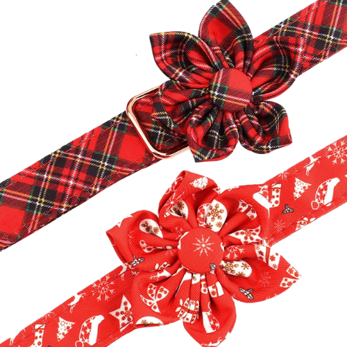 Collier de Noël Chic pour Chien – Motif Carreaux Rouges et Nœud Décoratif
