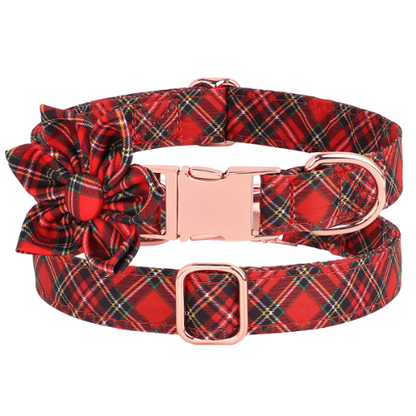 Collier de Noël Chic pour Chien – Motif Carreaux Rouges et Nœud Décoratif