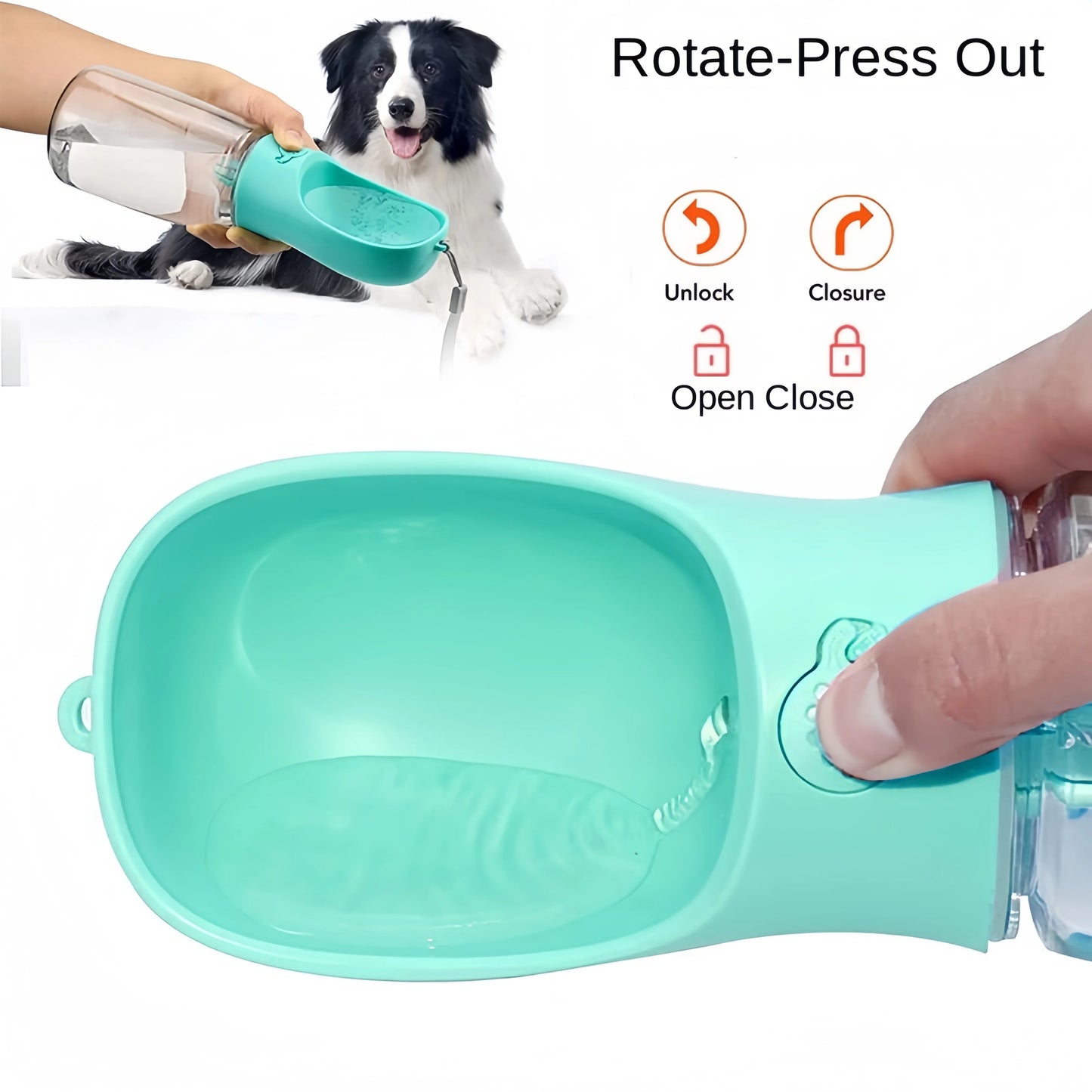 Gourde portable 2 en 1 pour chien et chat – eau & croquettes