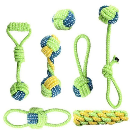 Jouets Interactifs pour Chiens – Balle & Corde en Coton Durable, Jouet à Mâcher et Soin Dentaire pour Chiots et Adultes