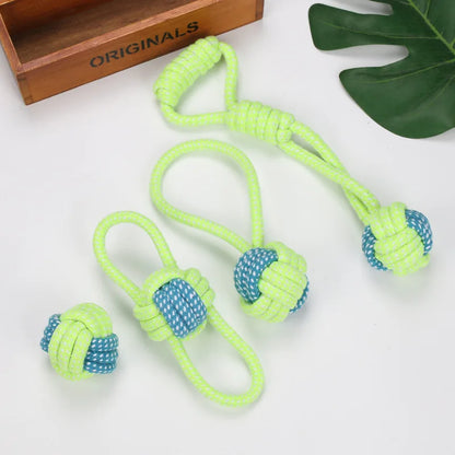 Jouets Interactifs pour Chiens – Balle & Corde en Coton Durable, Jouet à Mâcher et Soin Dentaire pour Chiots et Adultes