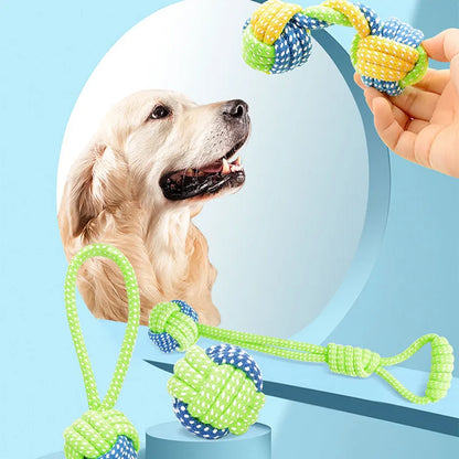 Jouets Interactifs pour Chiens – Balle & Corde en Coton Durable, Jouet à Mâcher et Soin Dentaire pour Chiots et Adultes